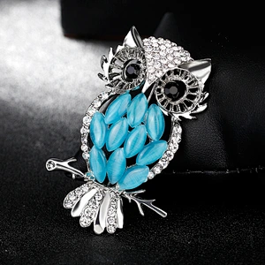 Wholesale Fantasy Owl Fashion Brooches Crystal Safety Pin Brooch