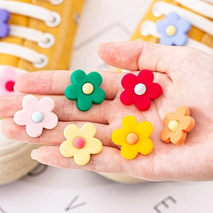 Sun flower PVC patch soft rubber plastic shoes lace decoration patch accept custom