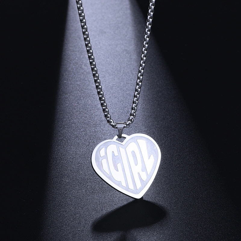 Heart Shape iGirl Stainless Steel Necklace Pendant with Chain