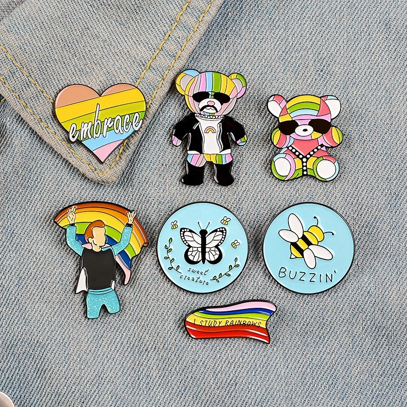 rainbow butterfly heart ribbon flag lapel pins