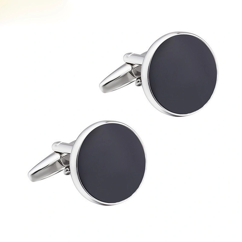 Custom Black Round Enamel Paint Cufflinks Men Simple Style French Shirt Cufflinks
