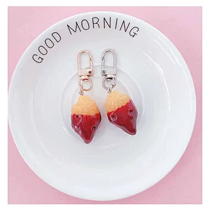 Simulation Fruit Keychain Cartoon 3D Cute Strawberry Bag Pendant Resin Keychain