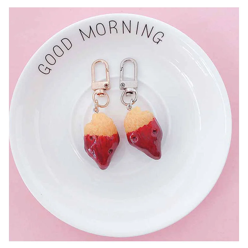 Simulation Fruit Keychain Cartoon 3D Cute Strawberry Bag Pendant Resin Keychain