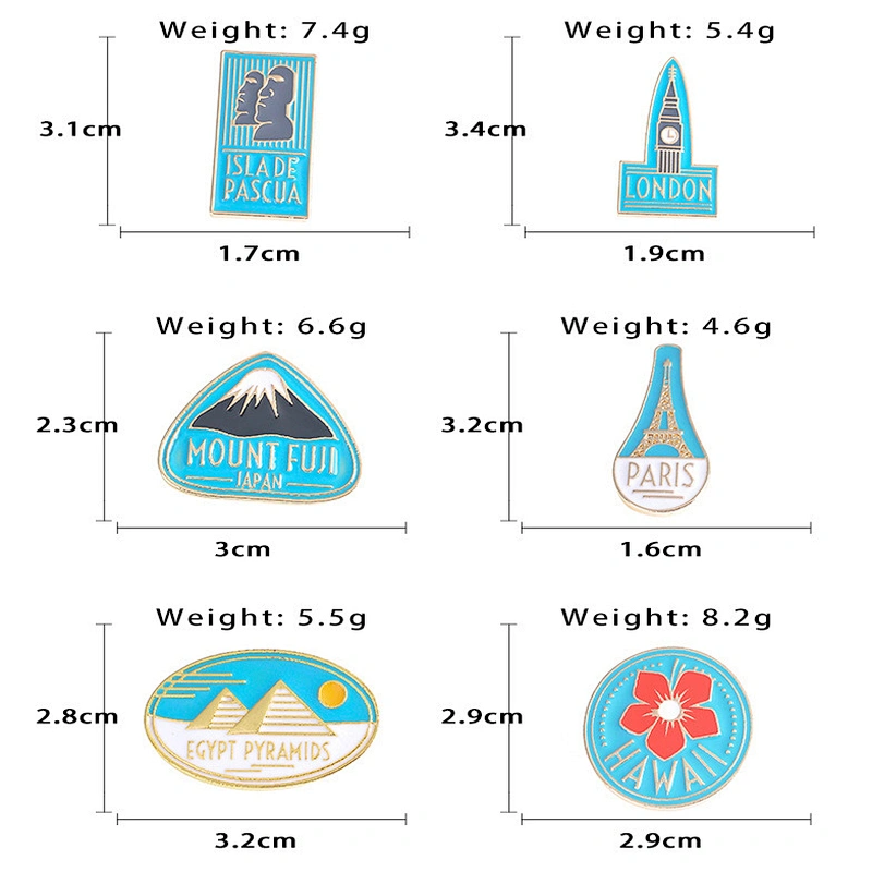 Fashion Mount Fuji Sakura Flower Pins Enamel Brooch Pyramid Landscape Soft Enamel Pin Badge