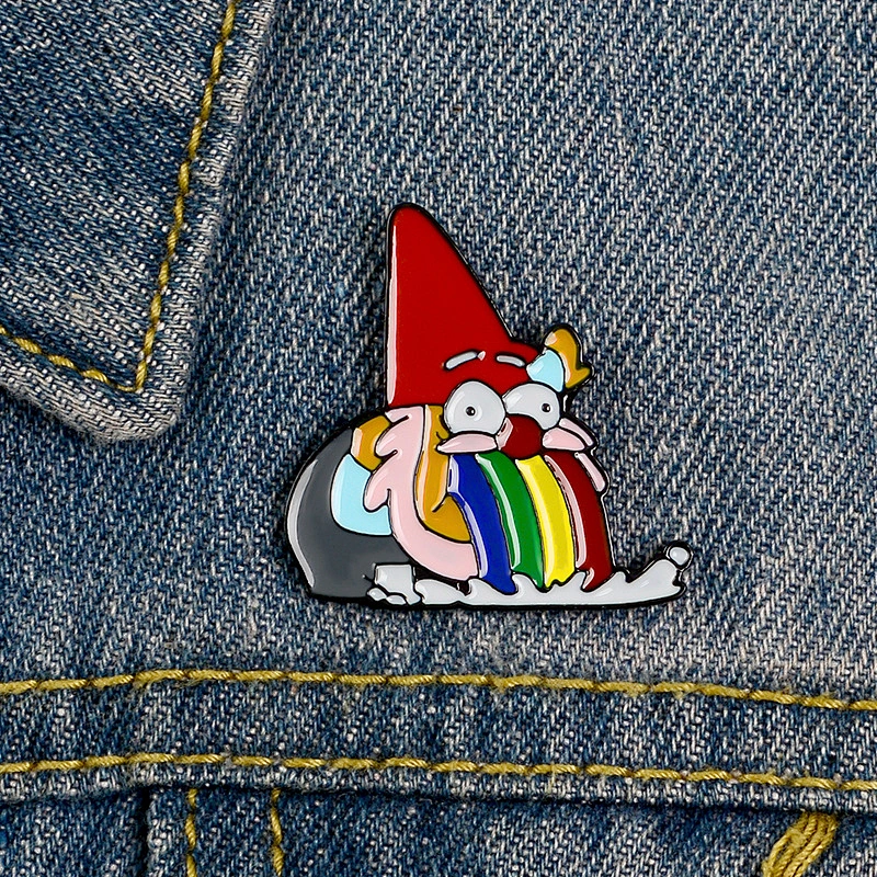 Cartoon children rainbow dwarf old man soft enamel badge lapel pin