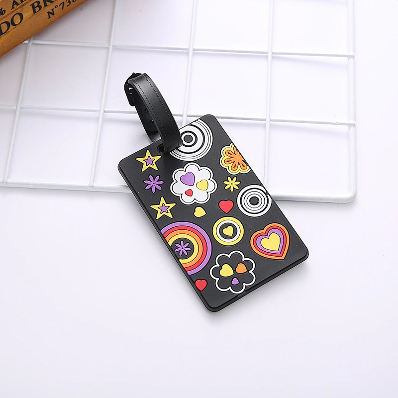 New Stripe Lattice Geometric Pattern Soft PVC Wholesale Luggage Tag