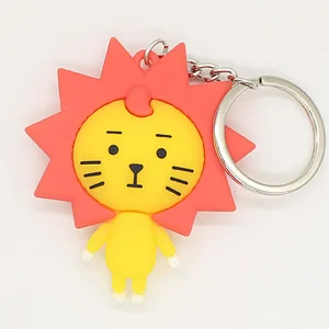 Custom Logo 3D Lion Animal Soft PVC Keychain