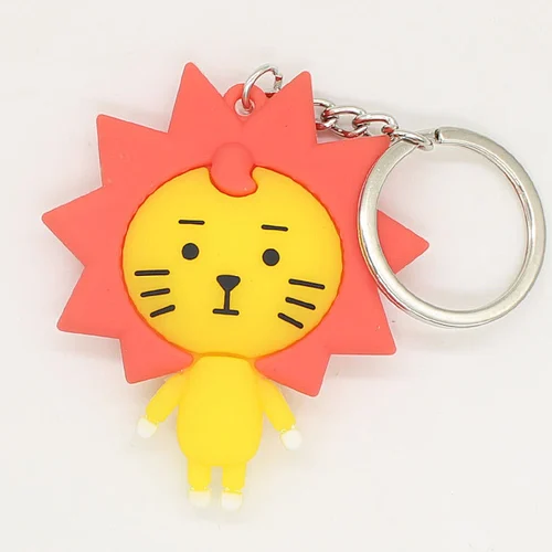 Custom Logo 3D Lion Animal Soft PVC Keychain