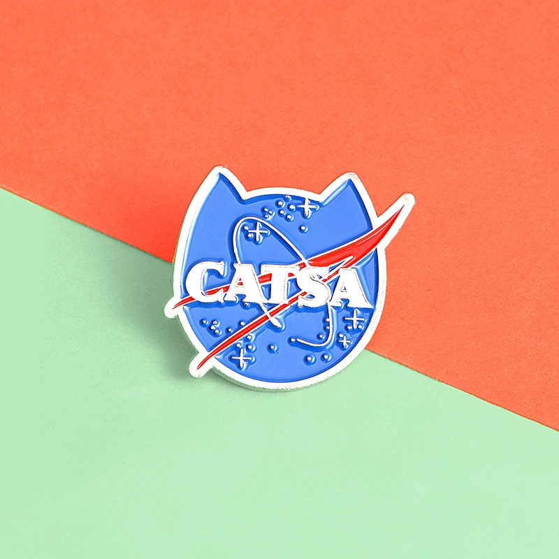 CATSA blue cat stars planet lapel pin pins