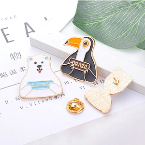 Cute Toucan White Bear Kangaroo Girl Pins Enamel Brooch Metal Enamel Pin Badge Custom