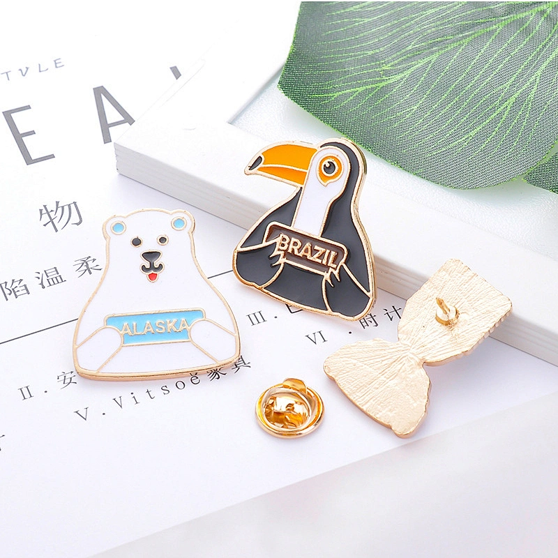 Cute Toucan White Bear Kangaroo Girl Pins Enamel Brooch Metal Enamel Pin Badge Custom