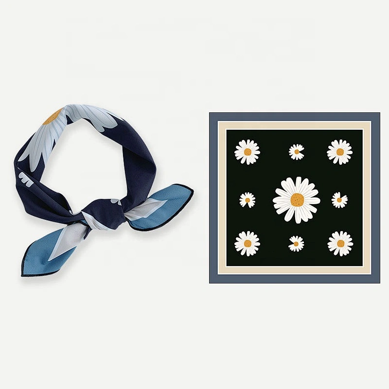 Hot seling popular in Korea little Daisy bandana women scarf silk scarves