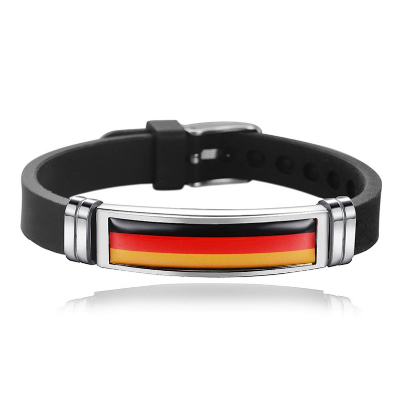 Patriotic Sports Adjustable Bracelets Stainless Steel National Flag Silicone Bracelet Women