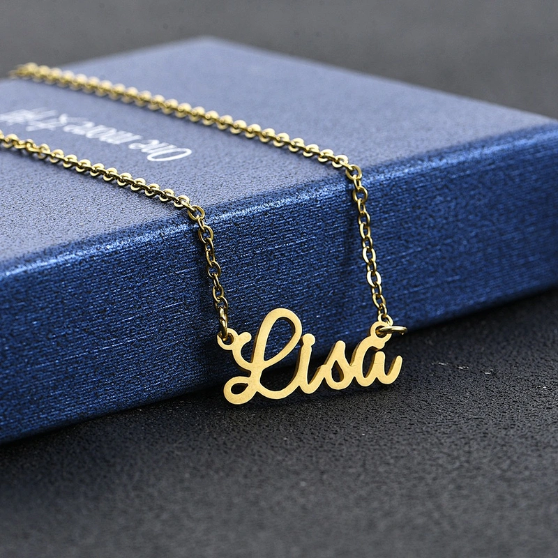 Jewelry high polished shinny alloy V pendant necklace custom