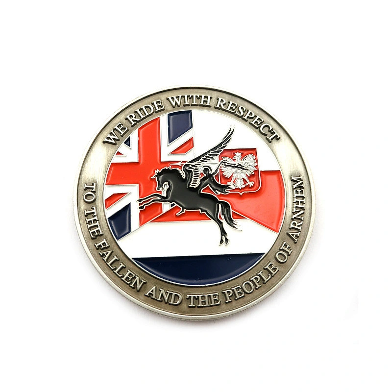 soft enamel colored UK American flag custom metal coins
