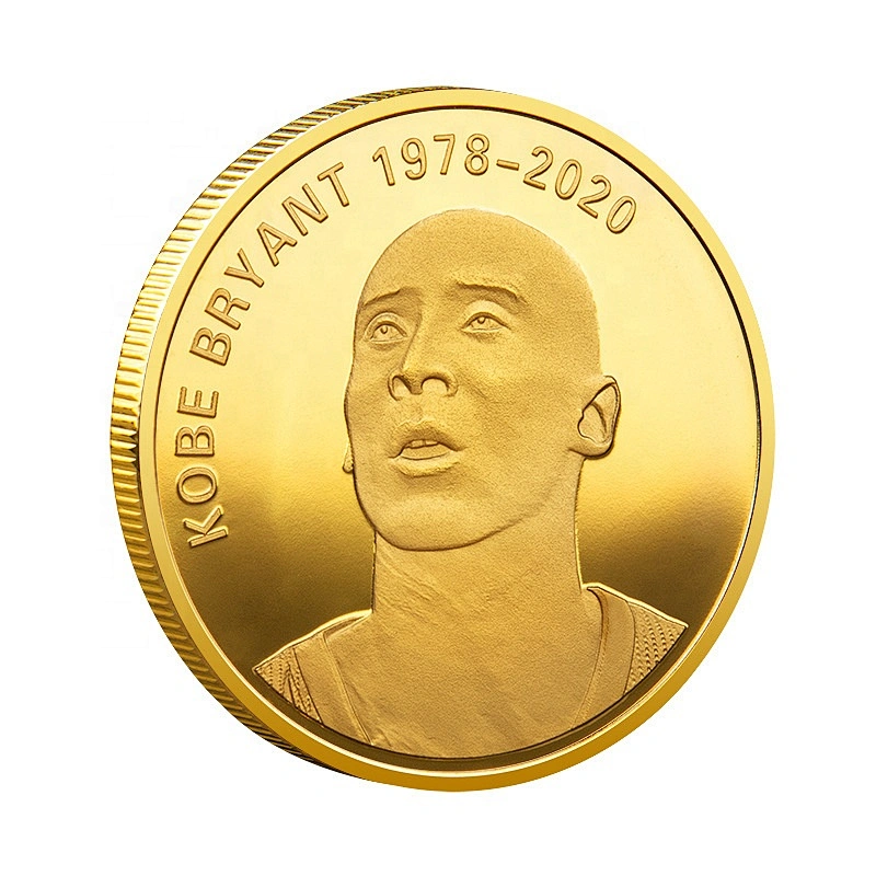 Gold metal souvenir challenge coin of Kobe Bryant