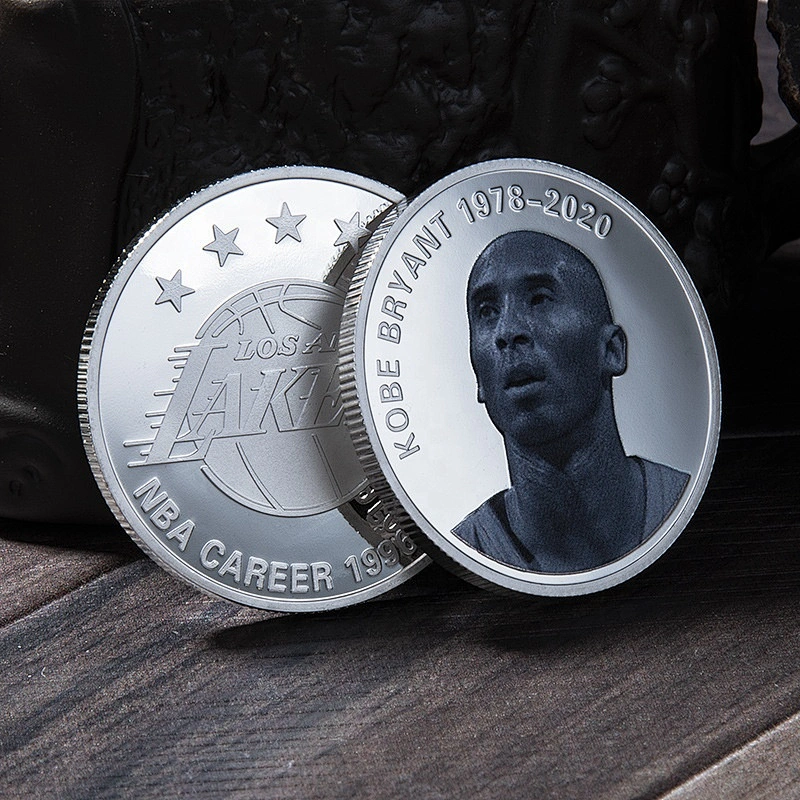 Custom silver UV printing memory coin of Kobe Bryant