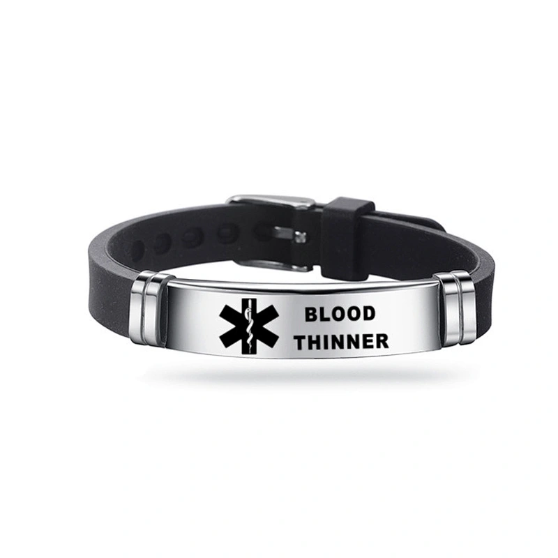 Life Star Silicone Stainless Steel Bracelets Diabetes Warning Man Medical Bracelet