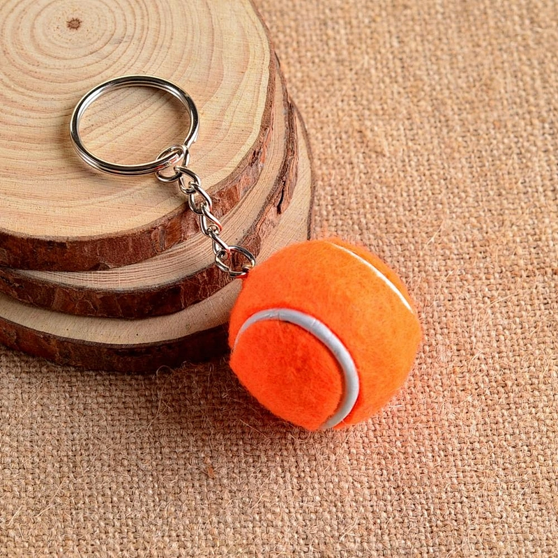 Stuffed plush material tennis ball sports keychain