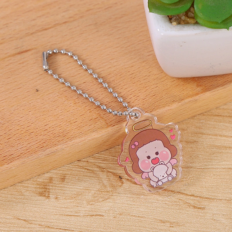 Cartoon Series Bead Chain Transparent Ice Cream Flower Acrylic Bag keychain
