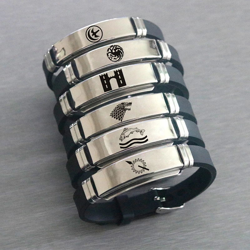 Game of Thrones Season 8 Stainless Steel Simple Bracelets Adjustable Custom Engraved Logo Bracelet