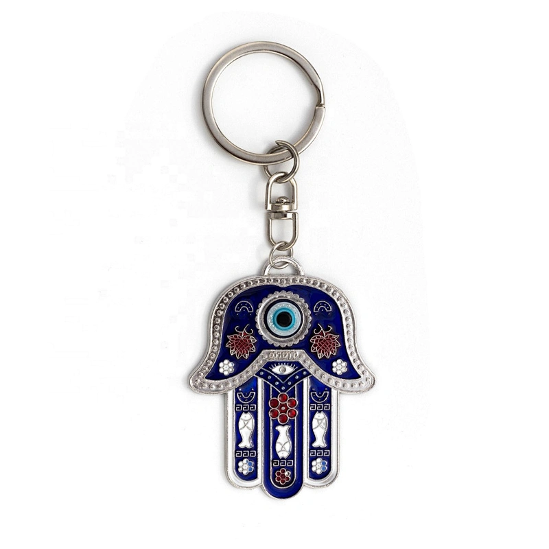Palm of hand fatima turkey blue evil eye enamel metal keychain