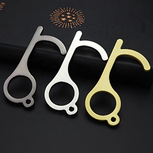 Pure brass material safty non touch keychain muti-functional door opener