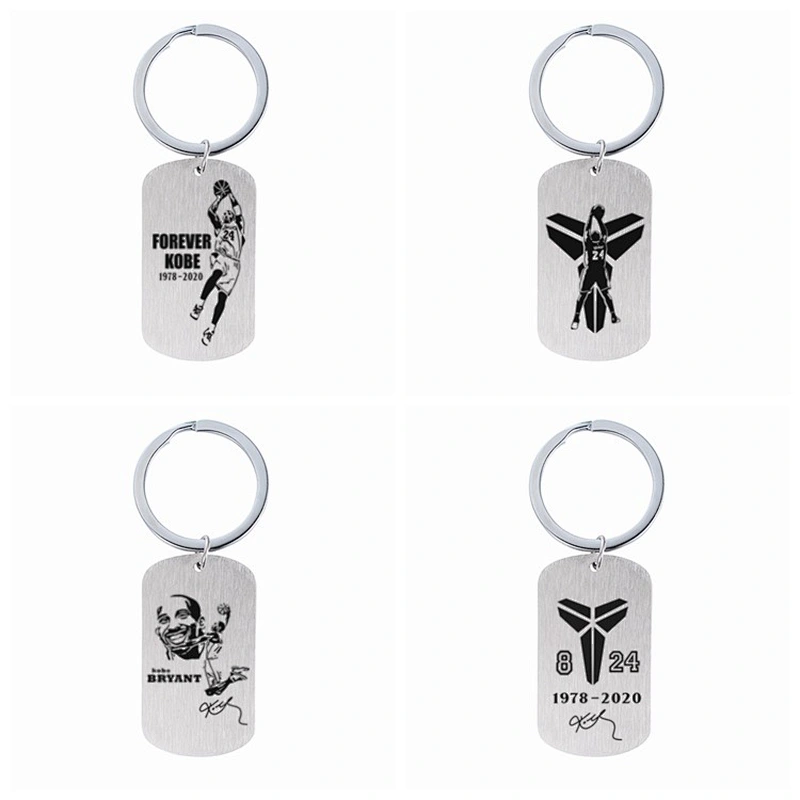 Basketball Star Key Ring Black Mamba Memorial Stainless Steel Metal Tag Keychain