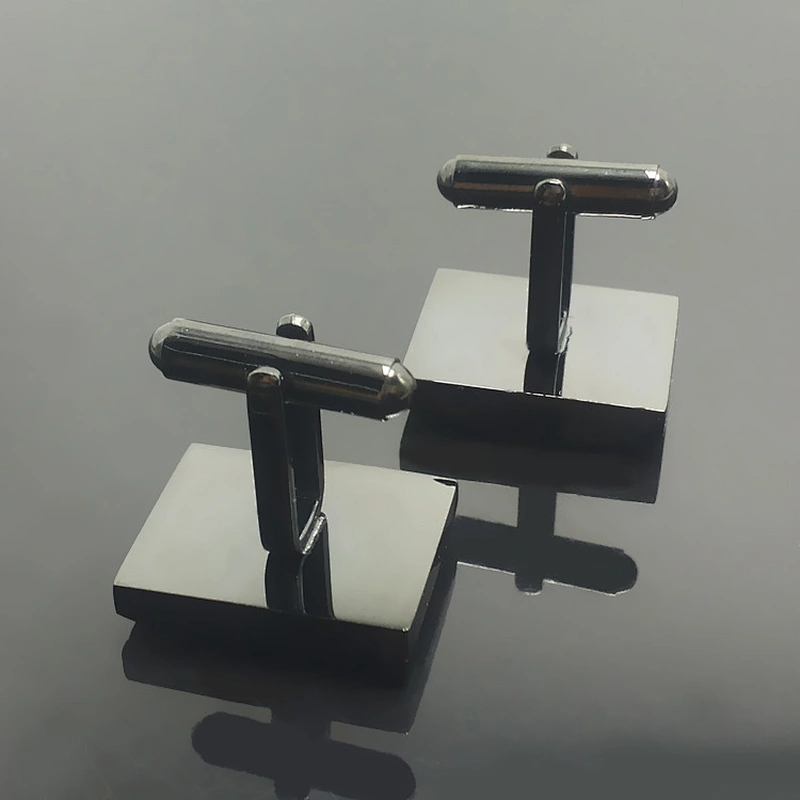 Factory Custom Curved Grooved Brushed Stainless Steel Cufflinks Blank for Men