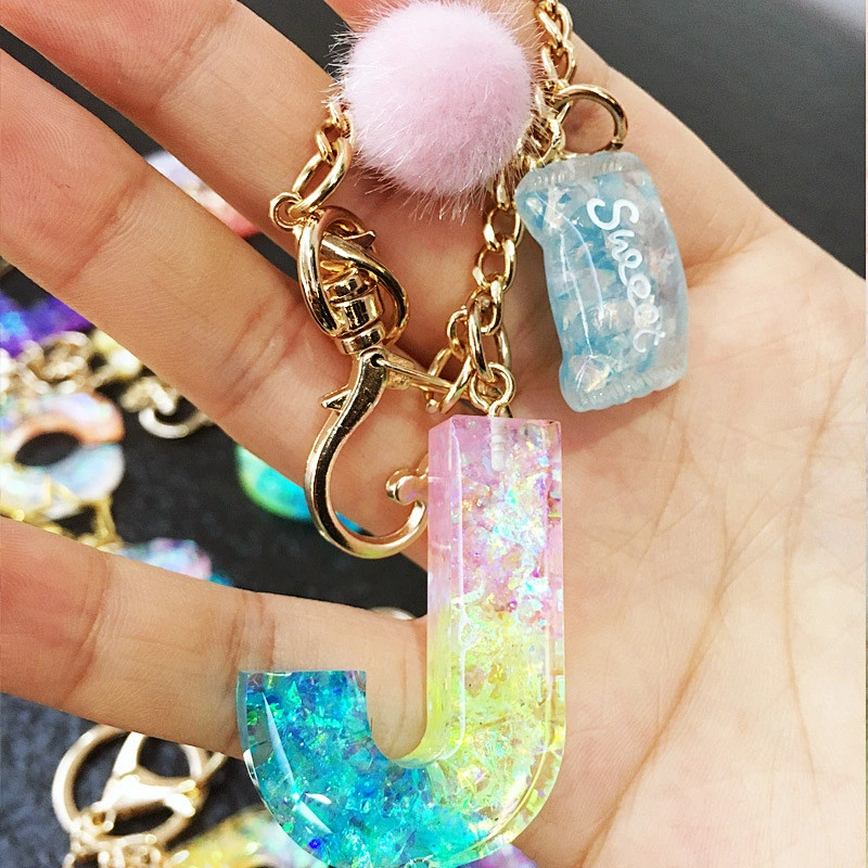 DIY sweet tassel shinny glitter stars gold foil crystal drops lettes candy keychain bag charms
