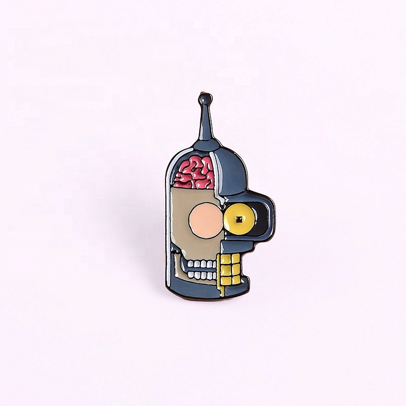 Cartoon robot head mask badge funny lapel pins