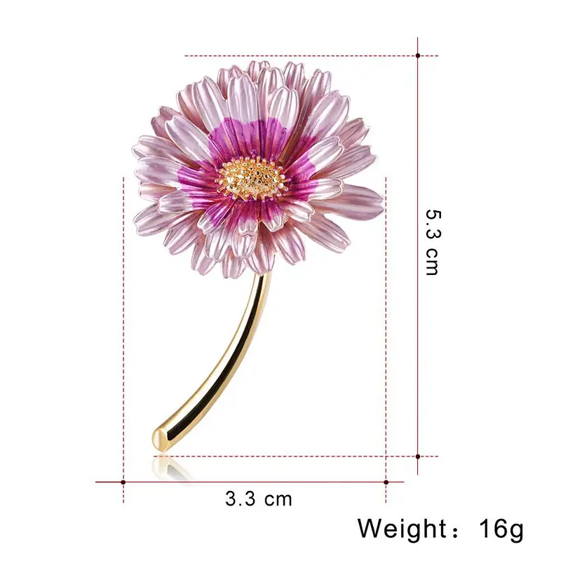 Cute Alloy 3D Flower Brooch with Safety Pin for Women