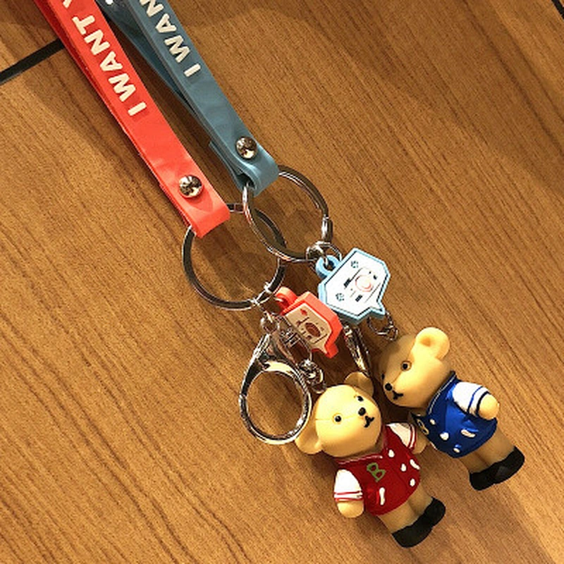 Korea Cute Four Color Bear PVC Silicone  Keychain Bag Pendant Cartoons Keychains
