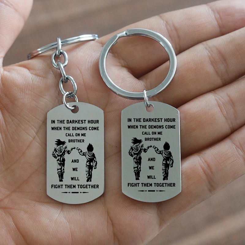 Anime Vegeta Dragon Ball When The Demons Come Stainless Steel Men Women's Necklace Keychain