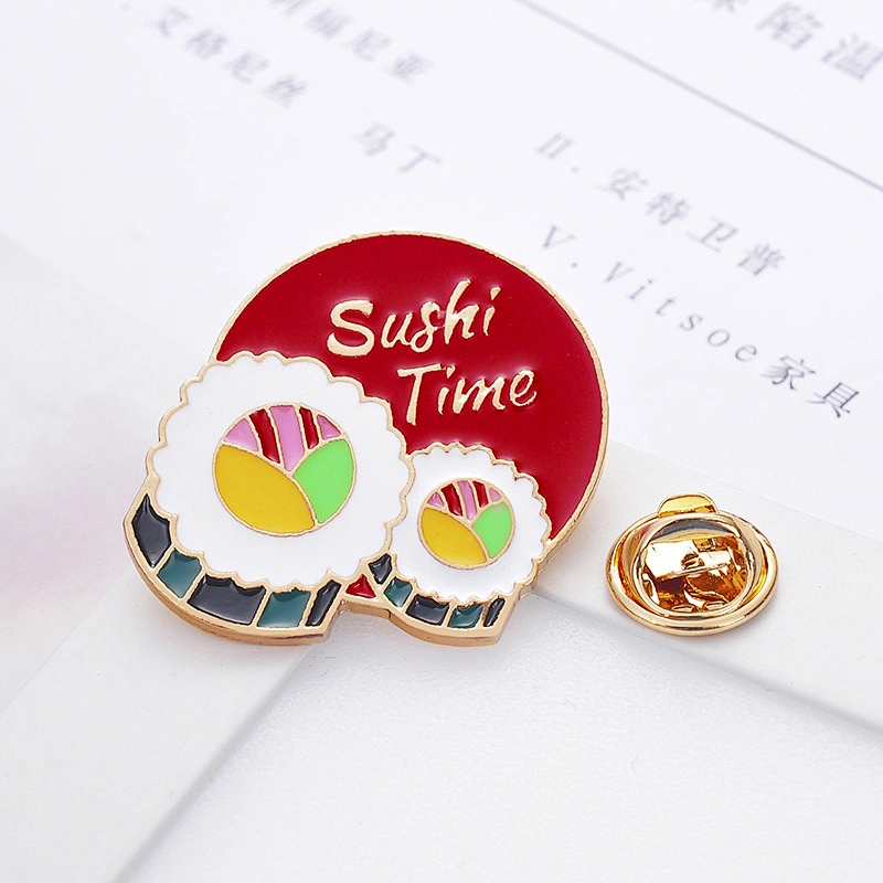 Cute Cartoon Sushi Brooch Badge Food Soft Enamel Lapel Pin Custom