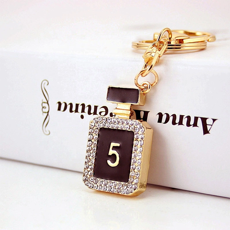 No 5# perfume bottle crystal stone diamond lobster handbag decoration charms keychain