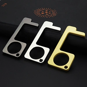 Pure brass material safty non touch keychain muti-functional door opener