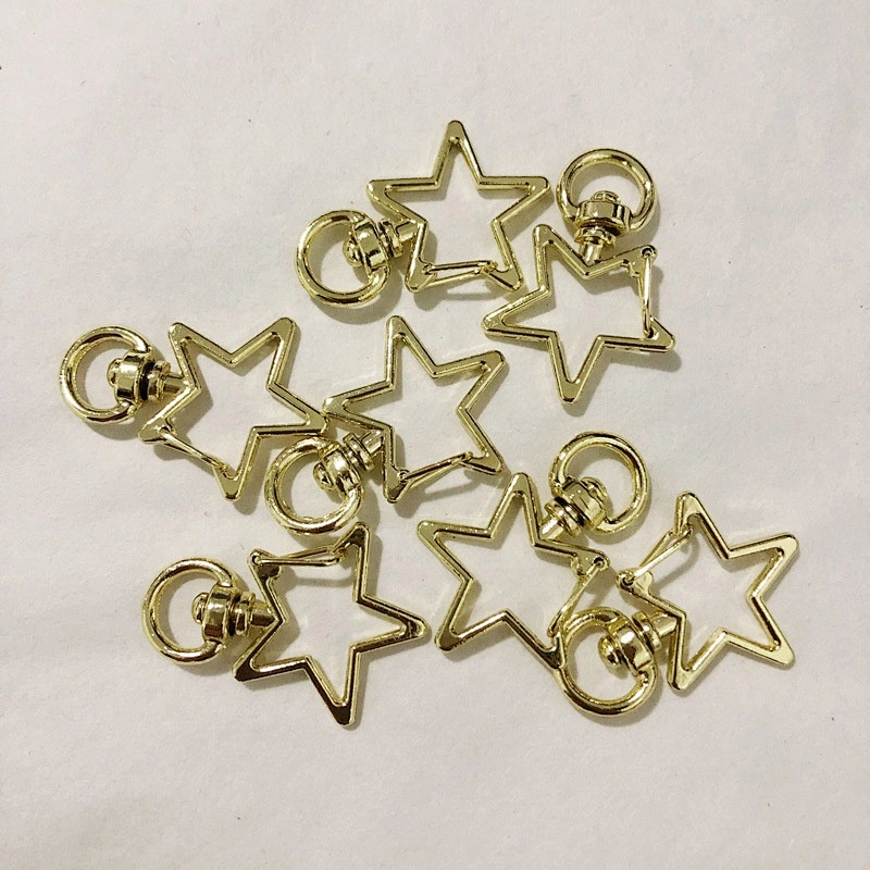 Star pentagram shape keyring silver KC gold accessory metal rings