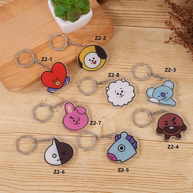 Custom Double Sides Transparent Cartoon Acrylic Pendant Keychain Wholesale Creative Advertising Gifts