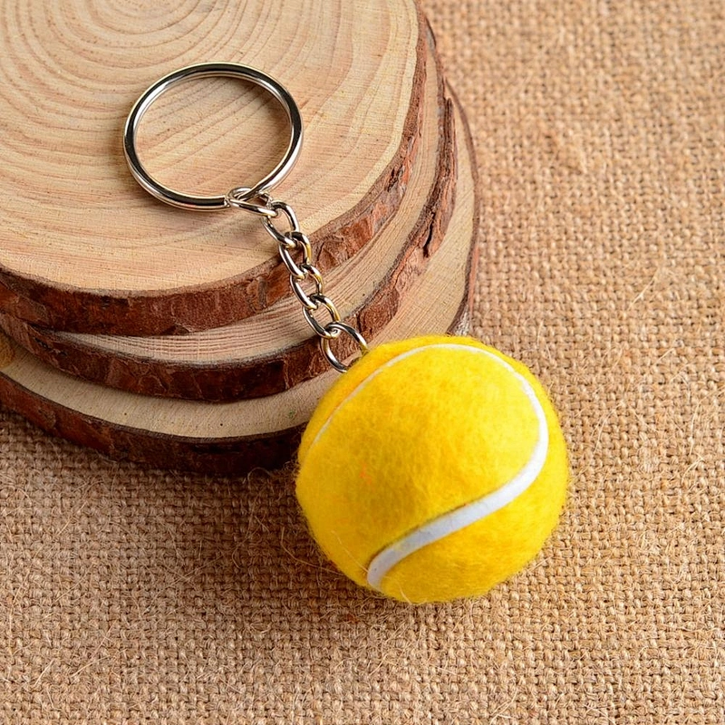 Stuffed plush material tennis ball sports keychain