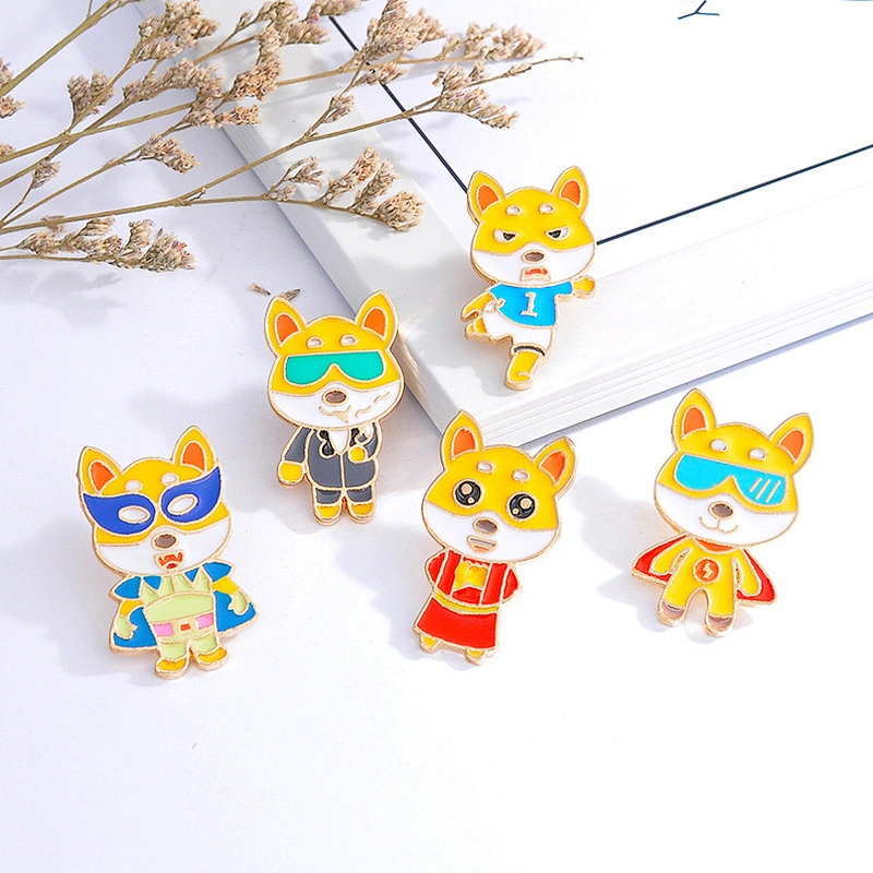 Cute Fox Brooch Cartoon Alloy Metal Lapel Pin Custom Enamel Pins with Backing
