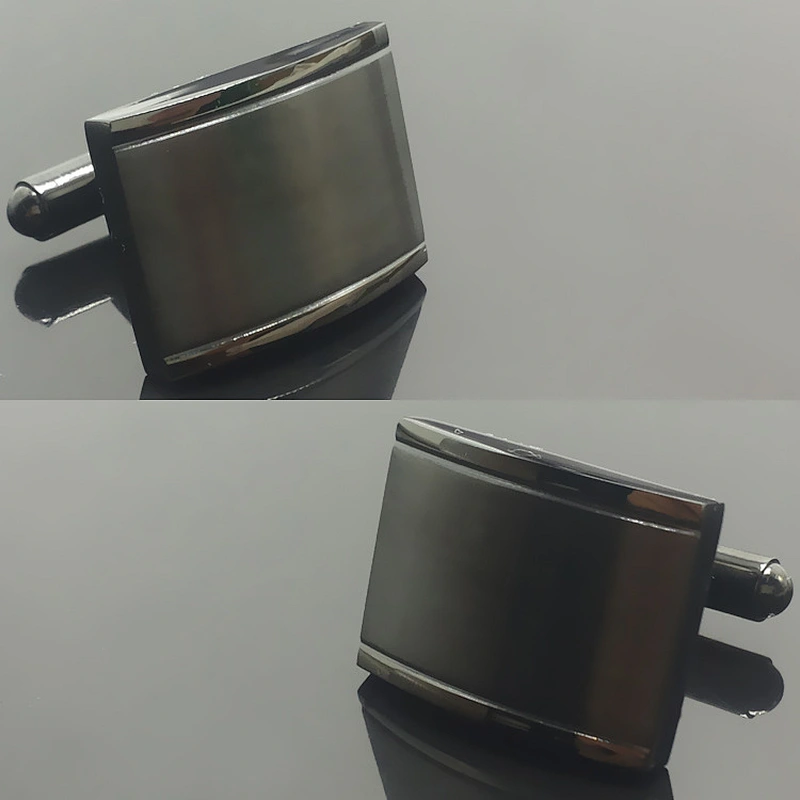 Factory Custom Curved Grooved Brushed Stainless Steel Cufflinks Blank for Men