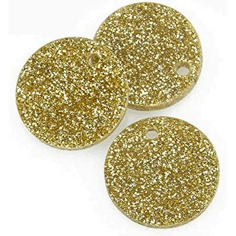 stock round glitter acrylic coin tags charms