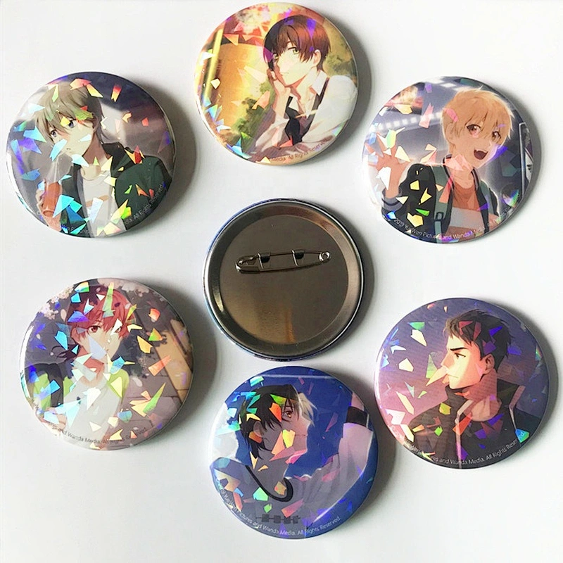 Cheap custom UV printing button badge safty pin