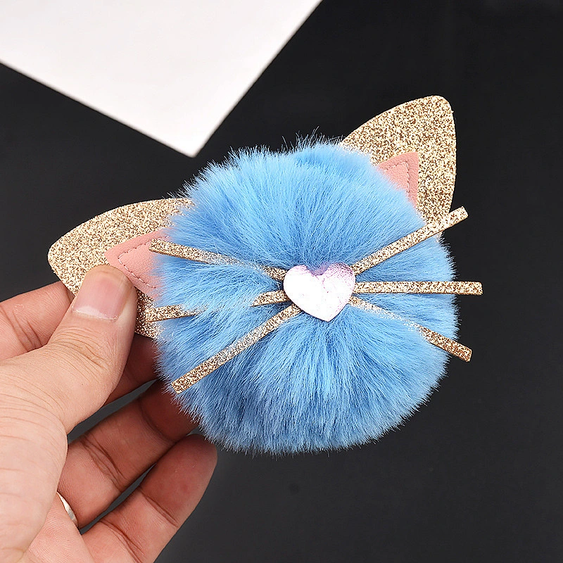 Cute Kitten Plush Key Chain Animal Cat Girl Fur Ball Pom Pom Keychain Pendant