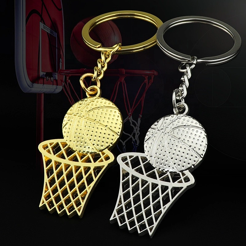 3D embossed basketball hallowed basket metal keychain