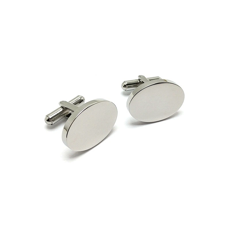Oval Stainless Steel Blank Cufflinks Set High Quality Custom Logo