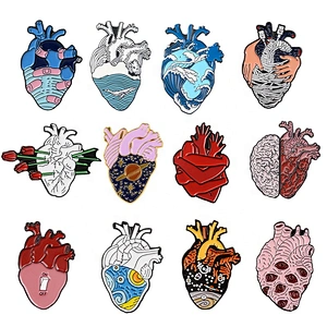 14 designs heart organ medical lapel pins