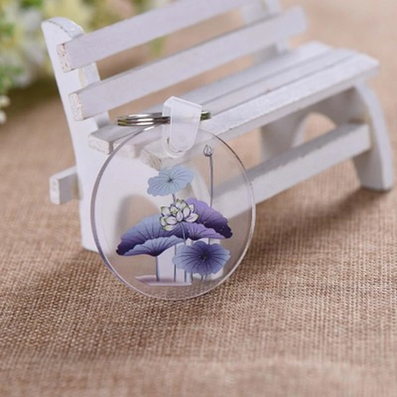 Custom Transparent Acrylic Key Ring Chinese Style Keychain Supplier
