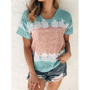 Hot Sell Loose Round Neck Short Sleeve Printed T-shirt for Women